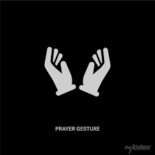 White Prayer Gesture Vector Icon On