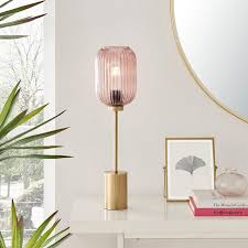 Retro Table Lamp With Pink Glass Shade