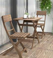 Outdoor Wooden Table And 2 Chairs Set