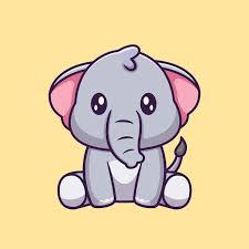 Cute Elephant Sitting Cartoon Vector