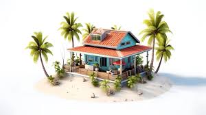 Photo 3d Isometric Caribbean Beach House