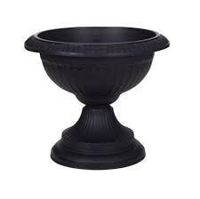 Black 42cm Grecian Plastic Urn Garden