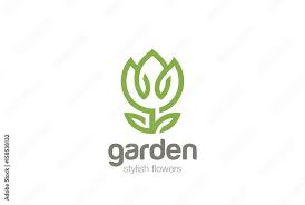 Flower Garden Logo Design Vector Linear