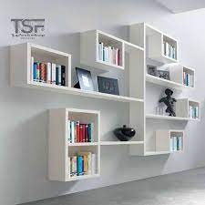 Wooden Bookshelf On Wall Design And