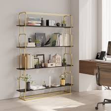 70 9 Modern Freestanding Etagere Bookshelf In Gold White