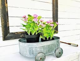 Metal Wagon Planter Handle Farmhouse