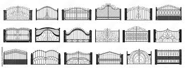 Fence Gate Isolated Black Set Icon