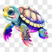 Vibrant Sea Turtle In The Blue