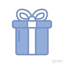 Gift Box Icon Blue Outline Style