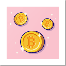 Gold Bitcoin Cartoon Vector Icon