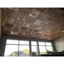 From Plain To Beautiful In Hours Corrugated Metal 2 Ft X 2 Ft Rusted Steel Lay In Ceiling Tiles 40 Sq Ft Case