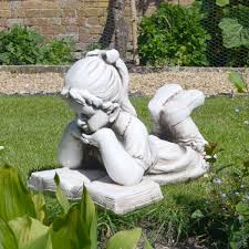 Reading Girl 34cm Stone Resin Garden Statue