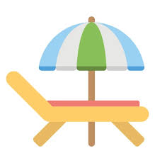 Umbrella Deckchair Sunbath Flat Icon