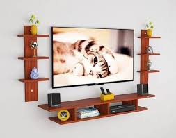 Brown Wall Mount Wooden Tv Unit