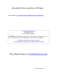 Standard Form Equation Of Ellipse