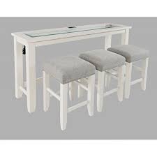 Jofran Urban Icon 4 Piece Counter Height Dining Table Set With Usb Charging White 2000 66