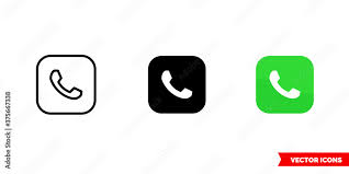 Telephone Icon Of 3 Types Color Black