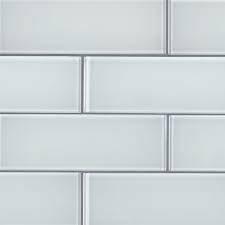 3x9 Ice White Subway Glossy Glass Wall Tile