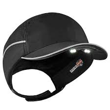 Ergodyne Short Brim Black Skullerz 8965 Lightweight Bump Cap Hat With Led Lighting