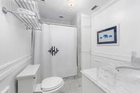 Monogrammed Shower Curtain Blue White
