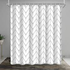 White Herringbone Shower Curtain