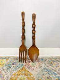 Giant Spoon And Fork Wooden Decorative