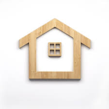 Real Estate House In Wood Texture Icon