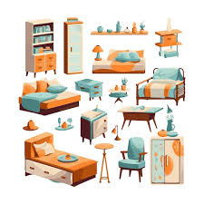 Mid Century Furniture Flat Modern Icons