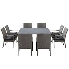 Monaco 9 Piece Dining Set In Dark Grey