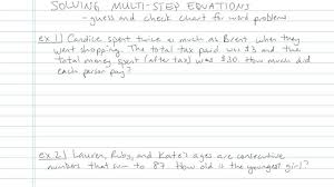 Solving Multi Step Equations Math