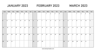 January February March 2023 Calendar