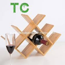 8 Bottle Bamboo Wine Rack Geometric