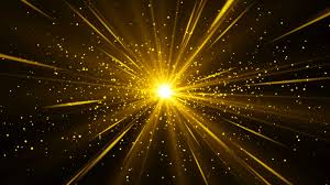 golden beams of light with particles go