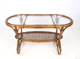 Bamboo Coffee Table With Glass Top