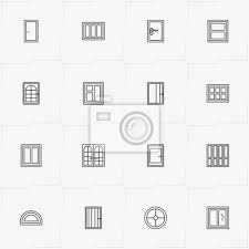 Windows And Doors Line Icon Set With