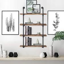 Black Wooden Floating Wall Shelf