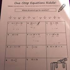 One Step Equations Riddle Directions