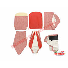 Red Cloth Vinyl Seat Covers Set