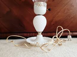 Milk Glass Hobnail Table Lamp With