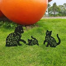 Metal Cat Garden Black Cat Statue
