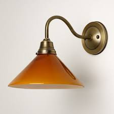 Gooseneck Wall Sconce Amber Glass Cone