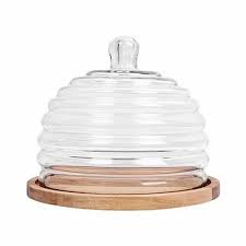 Rustic Cake Plate With Glass Cloche