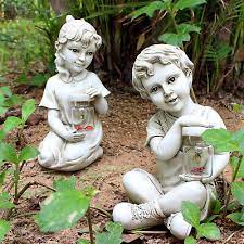 Children Statue Solar Powered Garden