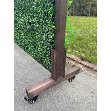 36 In X 72 In Mobile Privacy Garden Fence Divider With Artificial Grass On Both Sides And Wood Stand