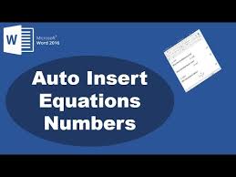 How To Insert Equations Numbers