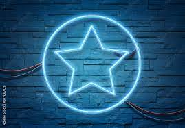 Star Neon Icon Illuminating A Brick