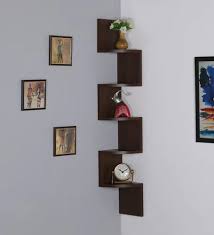 Standard Brown Wooden Wall Shelf For