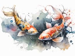 Japanese Koi Fish Print Goldfish Wall