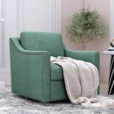 38 6 In Classic Linen Upholstered Armchair Accent Chair Single Seat For Apartment Light Green