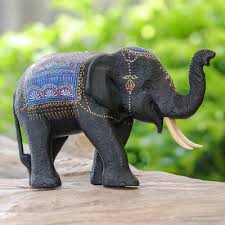 Thai Hand Carved Elephant Sculpture